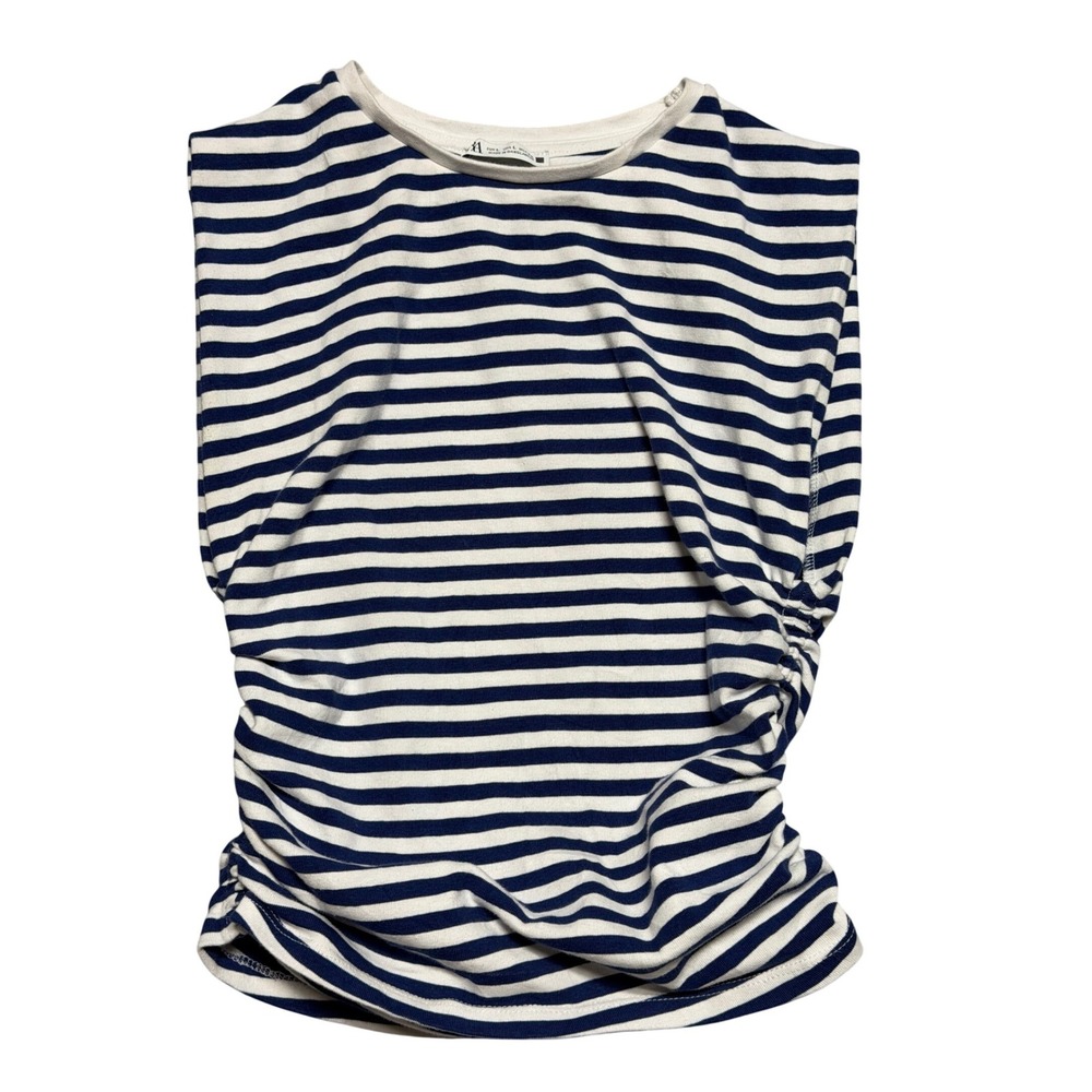 Zara Navy and White Striped Sleeveless Tank